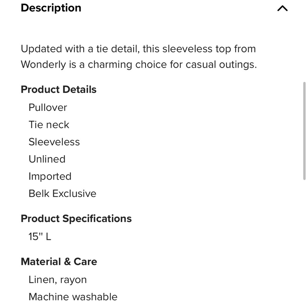 Wonderly Petite tie neck Tank Top - Picture 6 of 6